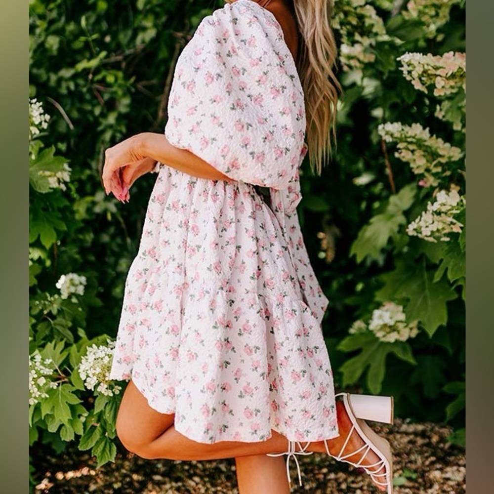 Mable x Böhme Floral Puff Sleeve Babydoll Dress – Size M - Picture 2 of 11